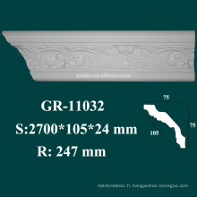 Conception de plafond pop matériau ignifuge moulure couronne en polyuréthane victorienne